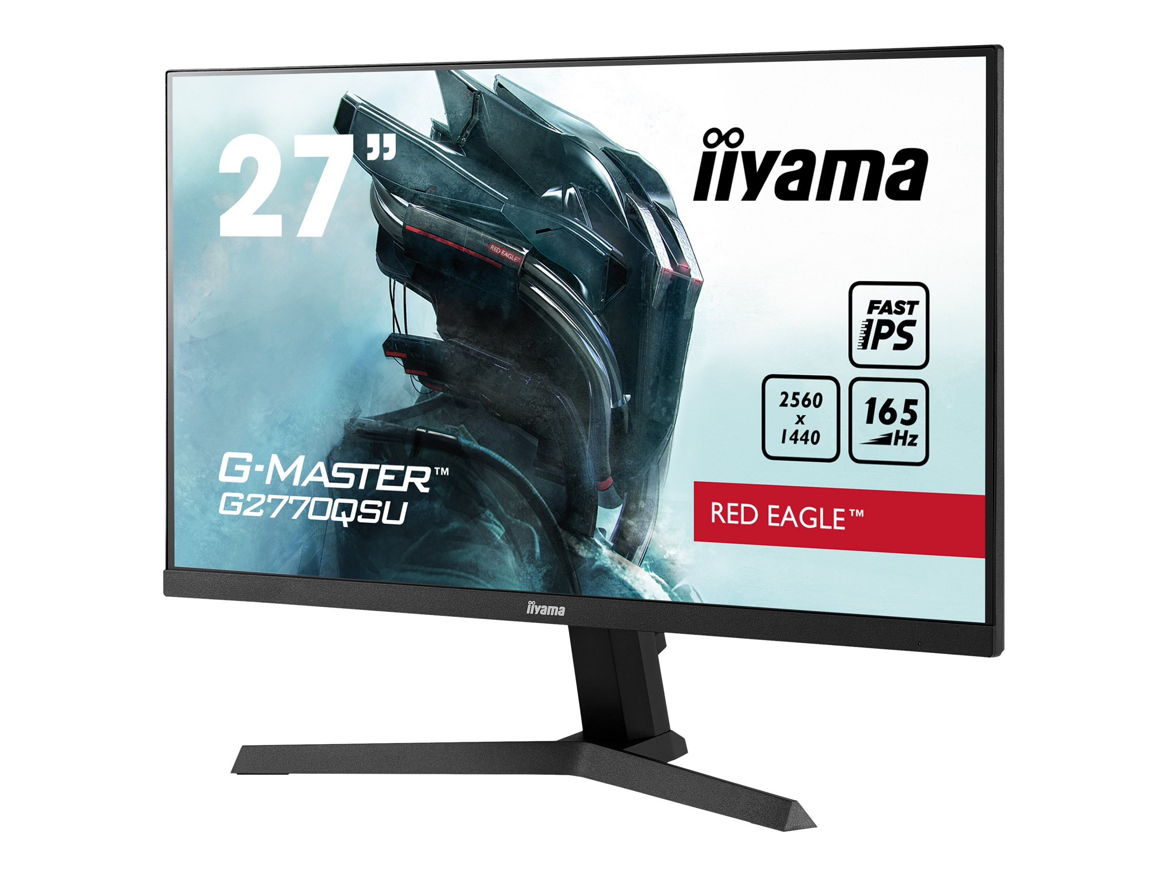 iiyama G-MASTER Red Eagle G2770QSU-B1 - Écran LED - 27" - 2560 x 1440 WQHD @ 165 Hz - Fast IPS - 400 cd/m² - 1000:1 - HDR400 - 0.5 ms - HDMI, DisplayPort - haut-parleurs - noir mat - G2770QSU-B1 - Écrans d'ordinateur