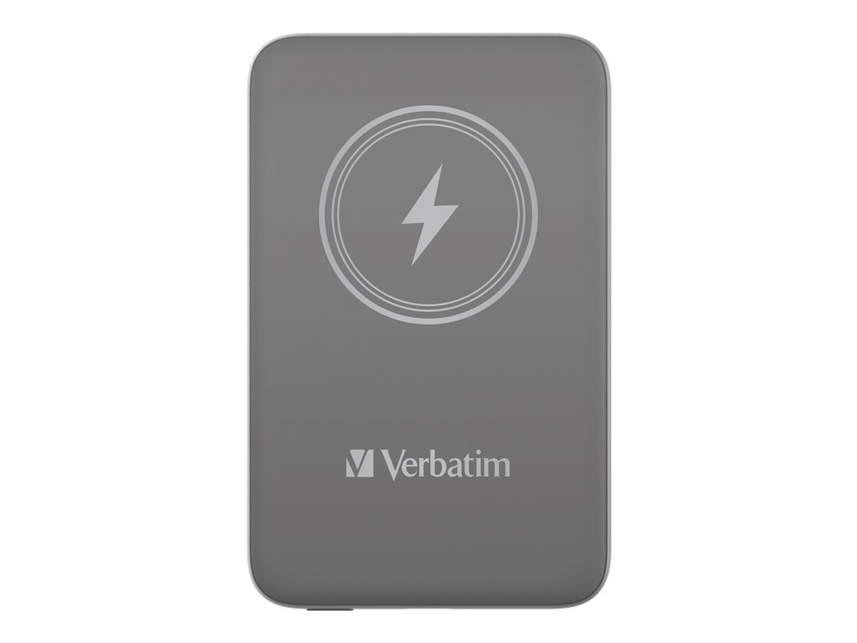 Verbatim Charge 'n' Go - Banque d'alimentation sans fil - support magnétique - Li-pol - 10000 mAh - 20 Watt - 2.4 A - Apple 2.4A, Apple Fast Charge, BC1.2, PD 3.0, Quick Charge 3.0 (24 pin USB-C) - gris - 32249 - Banques d'alimentation