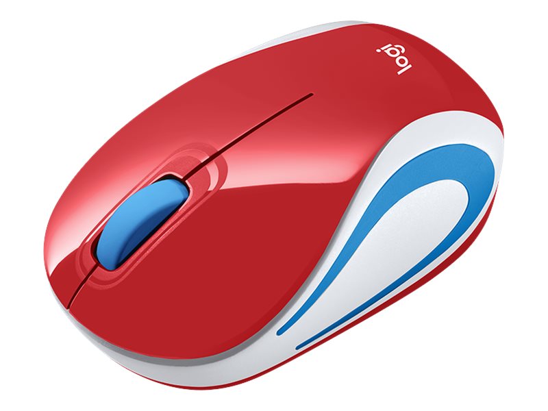 Logitech M187 - Souris - optique - 3 boutons - sans fil - 2.4 GHz - récepteur sans fil USB - rouge vif - 910-002732 - Souris