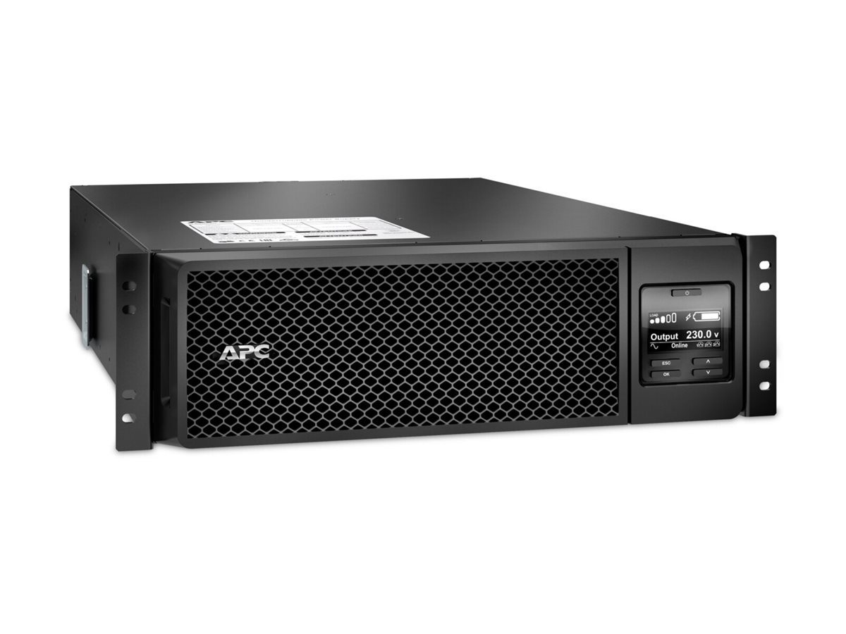 APC Smart-UPS SRT 5000VA RM - Onduleur (rack-montable) - CA 230 V - 4500 Watt - 5000 VA - Ethernet 10/100, USB - connecteurs de sortie : 12 - 3U - noir - pour P/N: AR2487G, AR3100W, AR3103SP, AR3105SP, AR3105W, AR3106SP, AR3300W, AR3305W, NBWL0356A - SRT5KRMXLI-6W - UPS montables sur rack