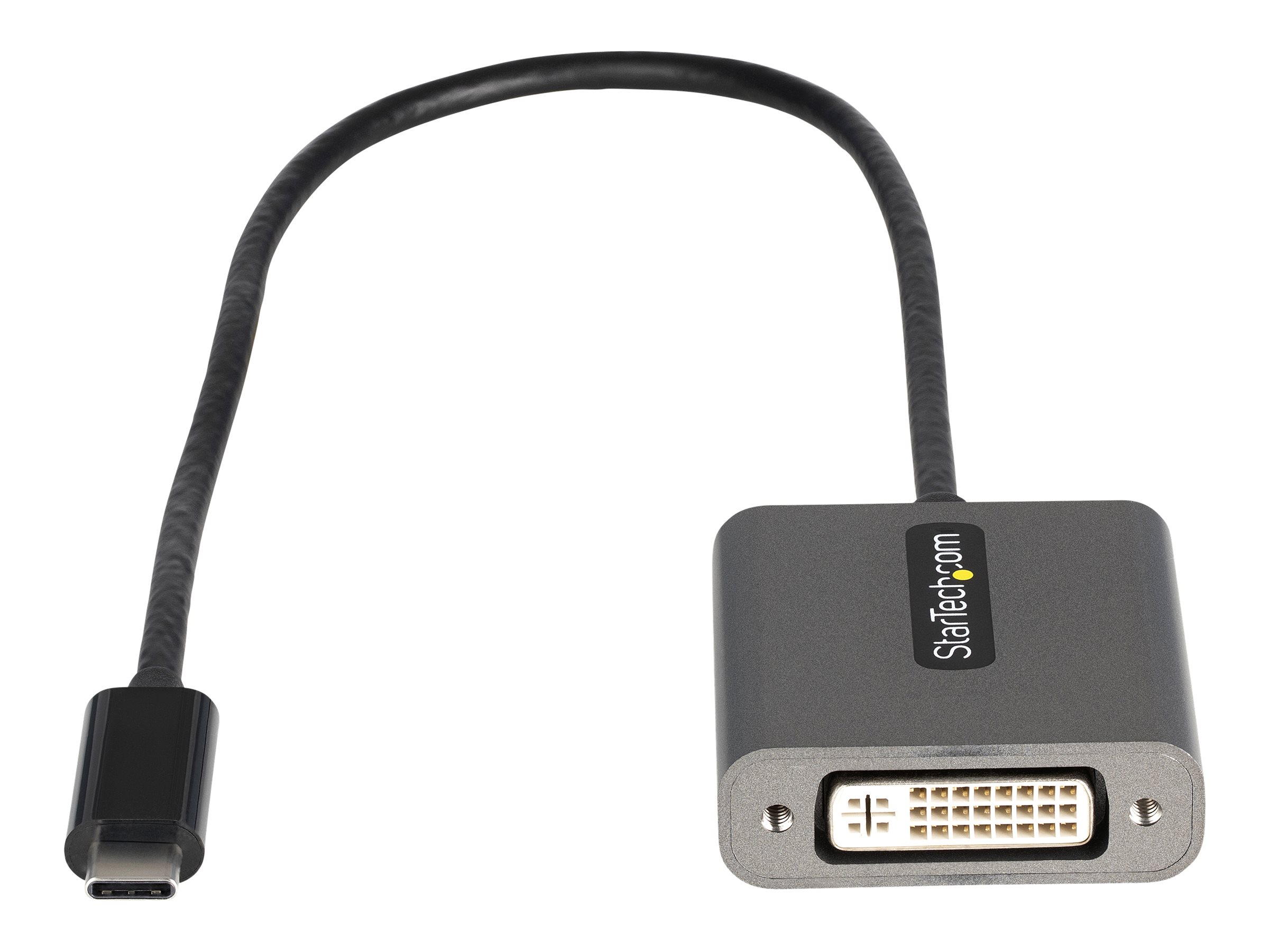 StarTech.com Adaptateur USB C vers DVI - Adaptateur Dongle USB-C vers DVI-D 1920x1200p - USB Type C vers Écrans/Affichages DVI - Convertisseur Graphique - Compatible Thunderbolt 3 (CDP2DVIEC) - Adaptateur vidéo - liaison simple - 24 pin USB-C (M) pour DVI-I (F) - Thunderbolt 3 - 38 cm - support 1200p - noir - pour P/N: DVIIDMM10, DVIIDMM15, DVIIDMM20, DVIIDMM6, TB4CDOCK - CDP2DVIEC - Câbles vidéo