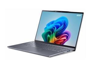 Acer Swift 14 AI SF14-11 - Conception de charnière à 180 degrés - Snapdragon X Plus - X1P-64-100 / jusqu'à 3.4 GHz - Win 11 Pro - Qualcomm Adreno - 16 Go RAM - 1.024 To SSD NVMe - 14.5" IPS 2560 x 1600 (WQXGA) @ 120 Hz - Wi-Fi 7, Bluetooth - gris acier - clavier : Français - NX.KZXEF.00B - Ordinateurs portables