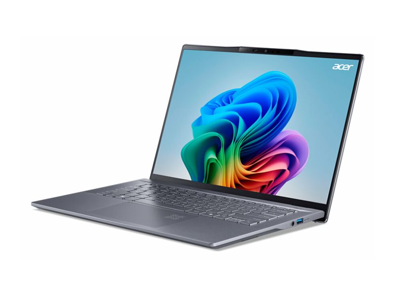 Acer Swift 14 AI SF14-11 - Conception de charnière à 180 degrés - Snapdragon X Plus - X1P-64-100 / jusqu'à 3.4 GHz - Win 11 Pro - Qualcomm Adreno - 16 Go RAM - 1.024 To SSD NVMe - 14.5" IPS 2560 x 1600 (WQXGA) @ 120 Hz - Wi-Fi 7, Bluetooth - gris acier - clavier : Français - NX.KZXEF.00B - Ordinateurs portables