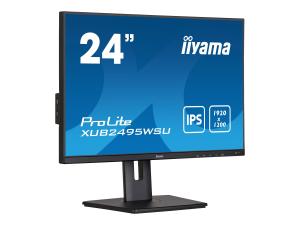 iiyama ProLite XUB2495WSU-B5 - Écran LCD - 24" - 1920 x 1200 WUXGA @ 60 Hz - IPS - 300 cd/m² - 1000:1 - 5 ms - HDMI, VGA, DisplayPort - haut-parleurs - noir mat - XUB2495WSU-B5 - Écrans d'ordinateur