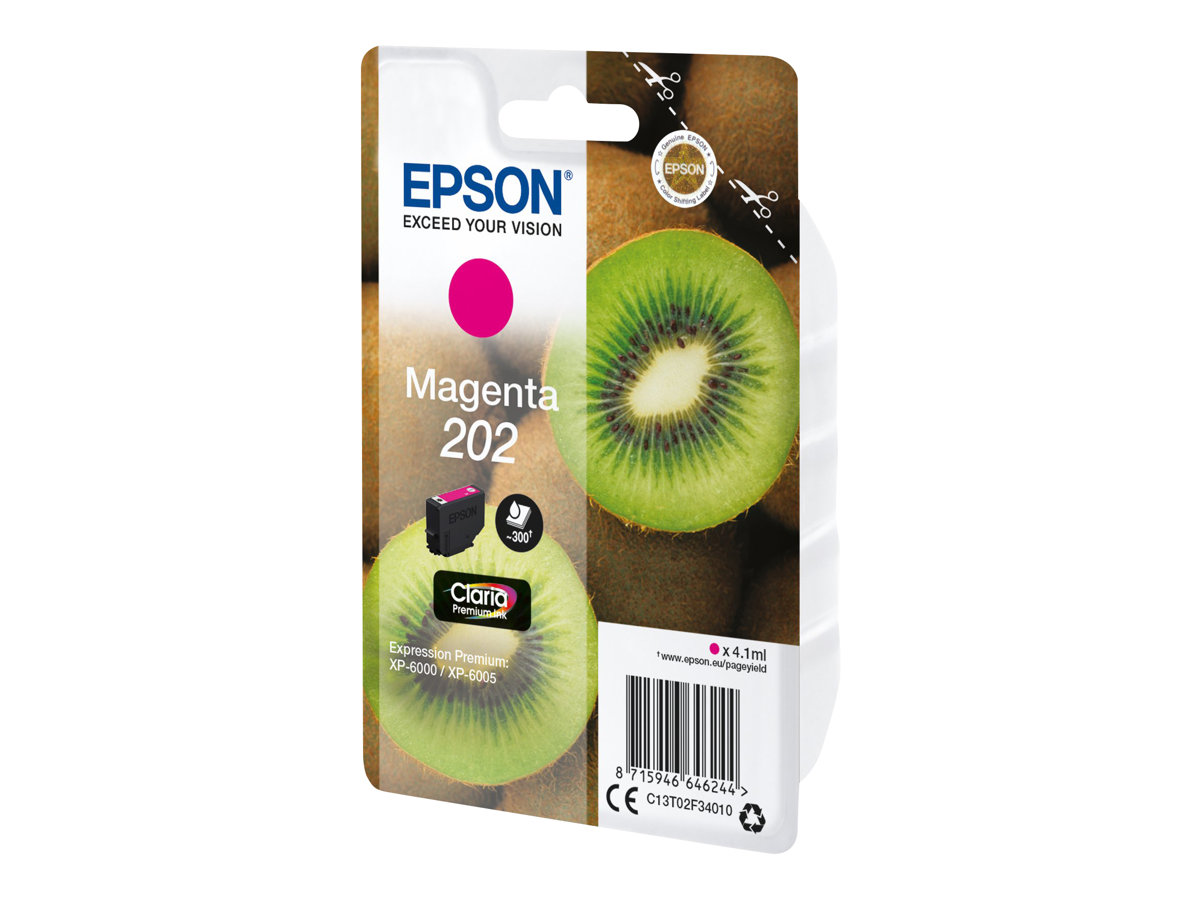 Epson 202 - 4.1 ml - magenta - original - blister - cartouche d'encre - pour Expression Premium XP-6000, XP-6005, XP-6100, XP-6105 - C13T02F34010 - Cartouches d'encre Epson
