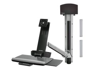 Ergotron Système Sit-Stand Combo - Kit de montage (support d'unité centrale, 2 protections de fixation, 2 chaînes de câble, repose-poignets, bras de moniteur réglable, support de montage VESA, rail mural 34 pouces, processeur et kits de support de bras de montage sur rail, plateau de clavier avec plateau de souris gauche/droite, support pour scanner de code barres et souris, bras combiné) - pour écran LCD/équipement PC - petit support de CPU - aluminium, plastique haute qualité - aluminium poli - Taille d'écran : jusqu'à 24 pouces - 45-273-026 - Accessoires pour scanner