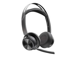 Poly Voyager Focus 2-M - Micro-casque - sur-oreille - Bluetooth - sans fil, filaire - USB-A via adaptateur Bluetooth - noir - Certifié pour Microsoft Teams - 77Y87AA - Écouteurs