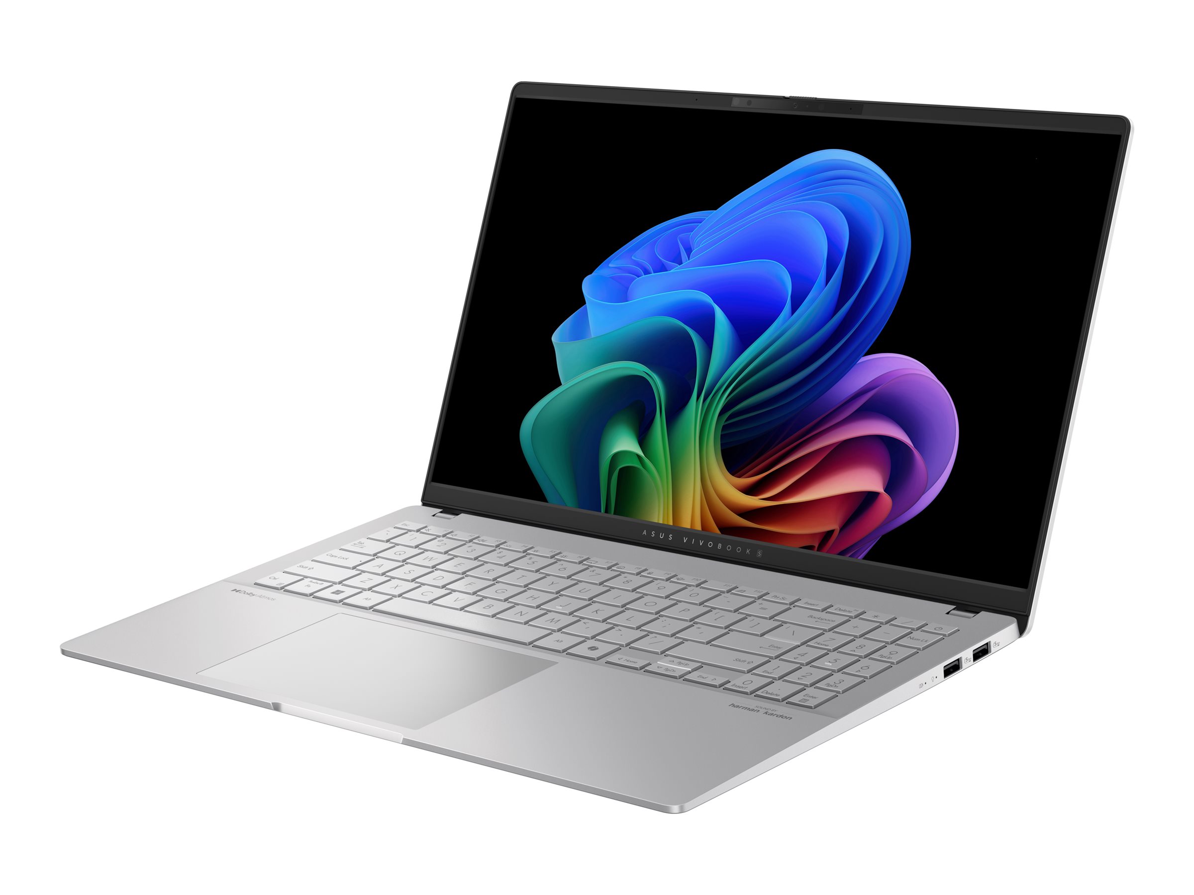 ASUS VivoBook S 15 OLED S5507QA-DRMA086W - Conception de charnière à 180 degrés - Snapdragon X Elite - X1E-78-100 / jusqu'à 3.4 GHz - Win 11 Home - Qualcomm Adreno - 32 Go RAM - 1 To SSD NVMe - 15.6" OLED 2880 x 1620 (3K) @ 120 Hz - Wi-Fi 7, Bluetooth - argent cool - 90NB14Q2-M009L0 - Ordinateurs portables