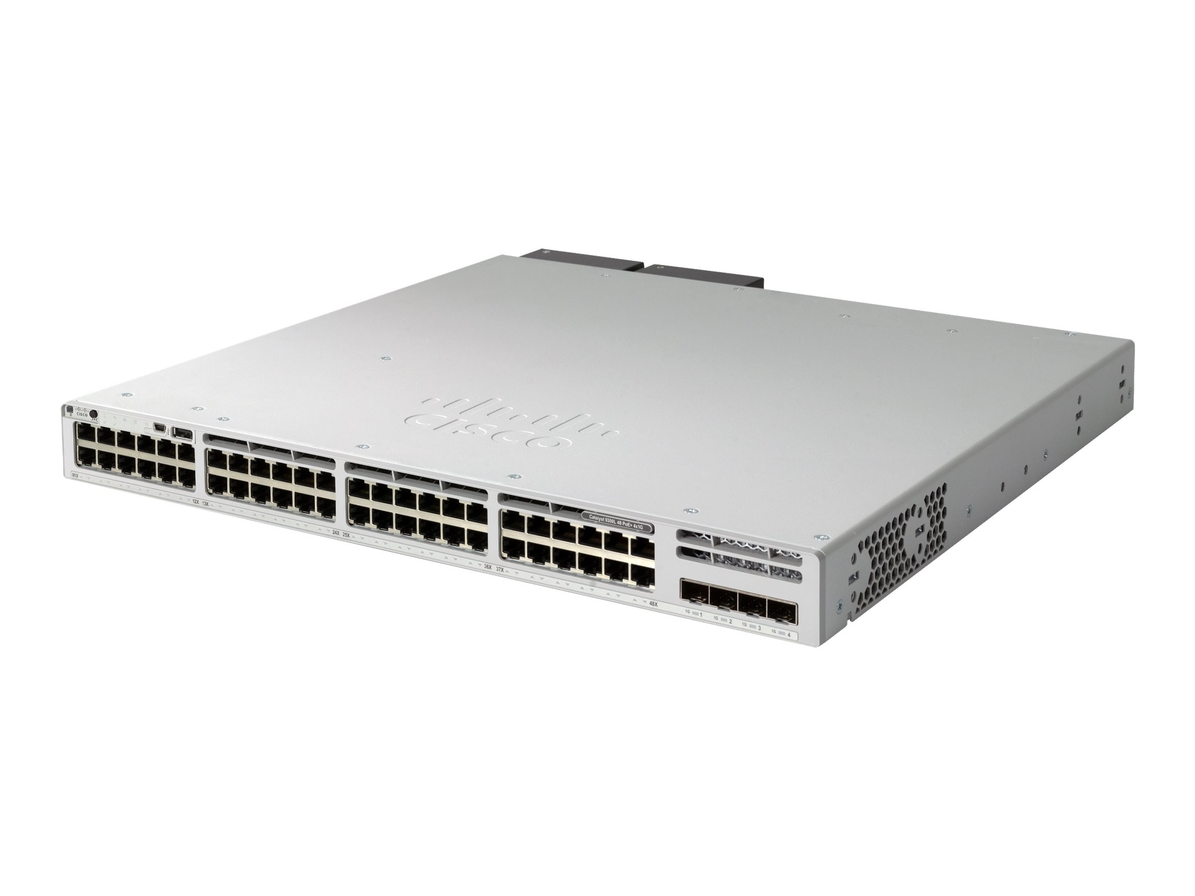Cisco Catalyst 9300L - Network Essentials - commutateur - C3 - Géré - 48 x 10/100/1000 (PoE+) + 4 x SFP+ 10 Go (liaison montante) - Montable sur rack - PoE+ (890 W) - avec 1 an Network Essentials - C9300L-48PF-4X-E - Concentrateurs et commutateurs gigabit