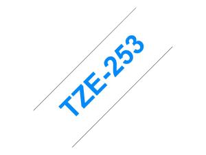 Brother TZe-253 - Bleu sur blanc - Rouleau (2,4 cm x 8 m) 1 cassette(s) ruban laminé - pour Brother PT-D600, P750, P950; P-Touch PT-D800, E550, P900, P950; P-Touch Cube Pro PT-P910 - TZE253 - Papier pour rouleau