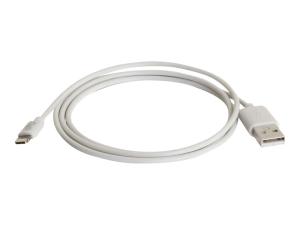 C2G USB A Male to Lightning Male Sync and Charging Cable - Câble Lightning - Lightning mâle pour USB mâle - 1 m - blanc - 86051 - Accessoires pour systèmes audio domestiques