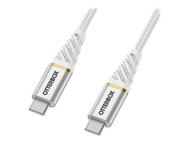 OtterBox Premium - Câble USB - 24 pin USB-C (M) pour 24 pin USB-C (M) - USB 2.0 - 3 A - 2 m - Prise en charge de Power Delivery - ciel nuageux blanc - 78-52681 - Câbles USB