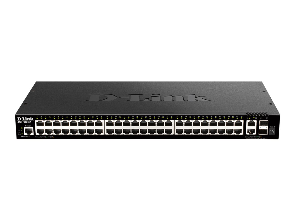 D-Link DGS 1520-52 - Commutateur - C3 - intelligent - 48 x 10/100/1000 + 2 x 10 Gigabit Ethernet + 2 x 10 Gigabit SFP+ - Montable sur rack - DGS-1520-52/E - Concentrateurs et commutateurs gigabit