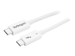 StarTech.com 1.6ft (50cm) Thunderbolt 3 Cable, 40Gbps, 100W PD, 4K/5K Video, Thunderbolt-Certified, Compatible w/ TB4/USB 3.2/DisplayPort - Câble Thunderbolt - 24 pin USB-C (M) pour 24 pin USB-C (M) - USB 3.1 Gen 2 / Thunderbolt 3 / DisplayPort 1.2 - 50 cm - support 4K - blanc - pour P/N: CDP2HDUACP, CDP2HDUACPW, PEXUSB321C, TB33A1C - TBLT34MM50CW - Câbles spéciaux