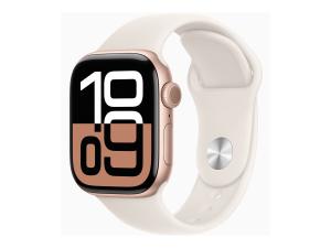 Apple Watch Series 10 (GPS) - 42 mm - aluminium rose or - montre intelligente avec bande sport - fluoroélastomère - blush léger - taille du bracelet : S/M - 64 Go - Wi-Fi 4, UWB, Bluetooth - 30 g - MWWH3QF/A - Montres intelligentes