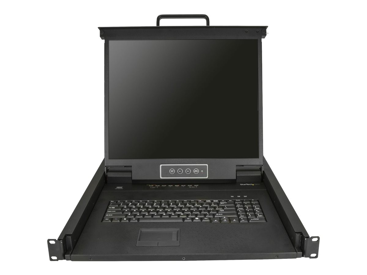 StarTech.com Console KVM à 8 ports à montage en rack pour rack de serveur - 19 pouces - 1U (RKCONS1908K) - Console KVM avec commutateur KVM - 8 ports - PS/2, USB - E.-U. - Anglais (QWERTY) - 19" - rack-montable - 1280 x 1024 - 250 cd/m² - 1000:1 - VGA - noir - 1U - RKCONS1908K - Console KVM