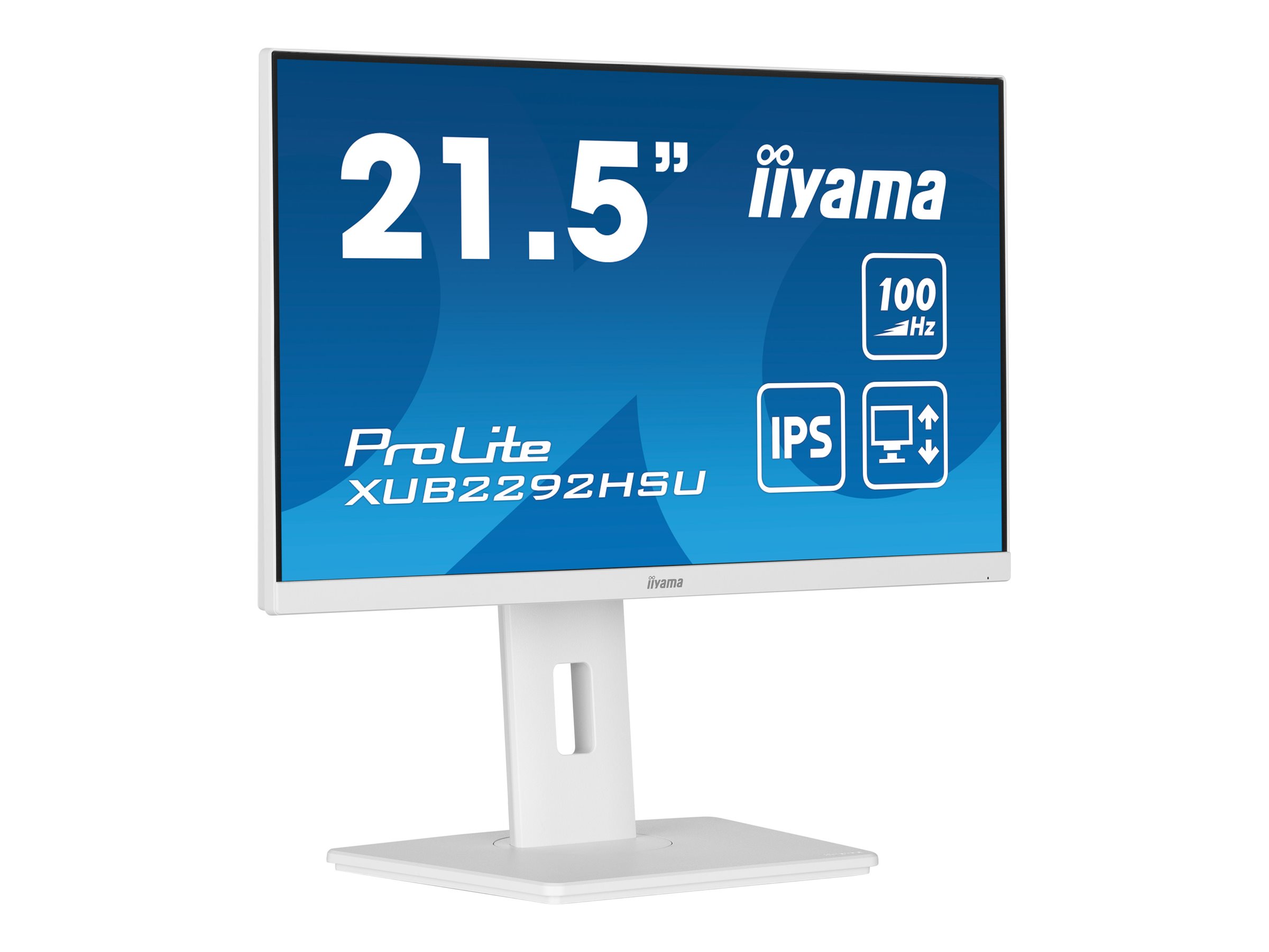 iiyama ProLite XUB2292HSU-W6 - Écran LED - 22" (21.5" visualisable) - 1920 x 1080 Full HD (1080p) @ 100 Hz - IPS - 250 cd/m² - 1000:1 - 0.4 ms - HDMI, DisplayPort - haut-parleurs - blanc, mat - XUB2292HSU-W6 - Écrans d'ordinateur