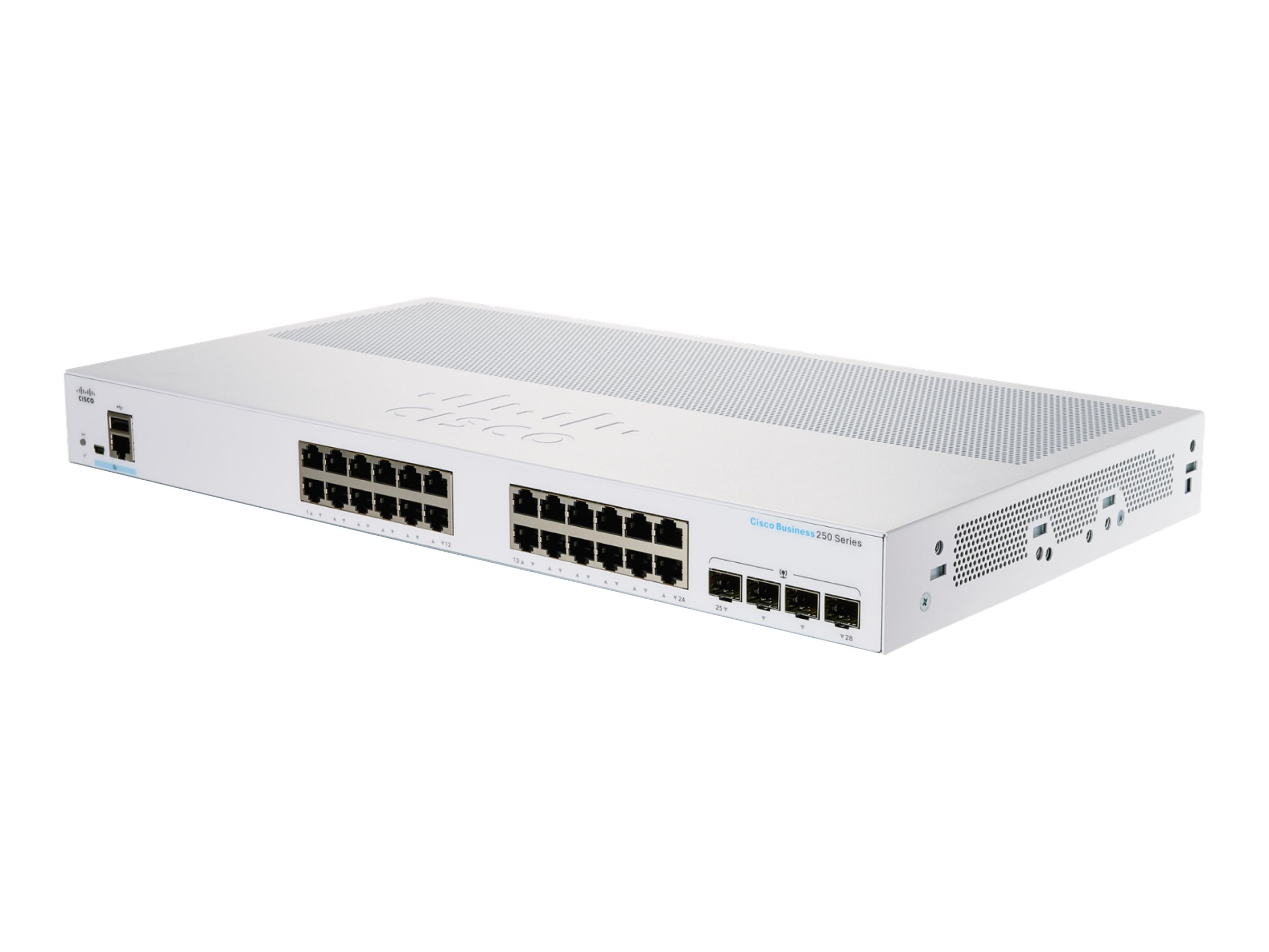 Cisco Business 250 Series CBS250-24PP-4G - Commutateur - C3 - intelligent - 24 x 10/100/1000 (PoE+) + 4 x Gigabit SFP - Montable sur rack - PoE+ (100 W) - CBS250-24PP-4G-EU - Concentrateurs et commutateurs gigabit