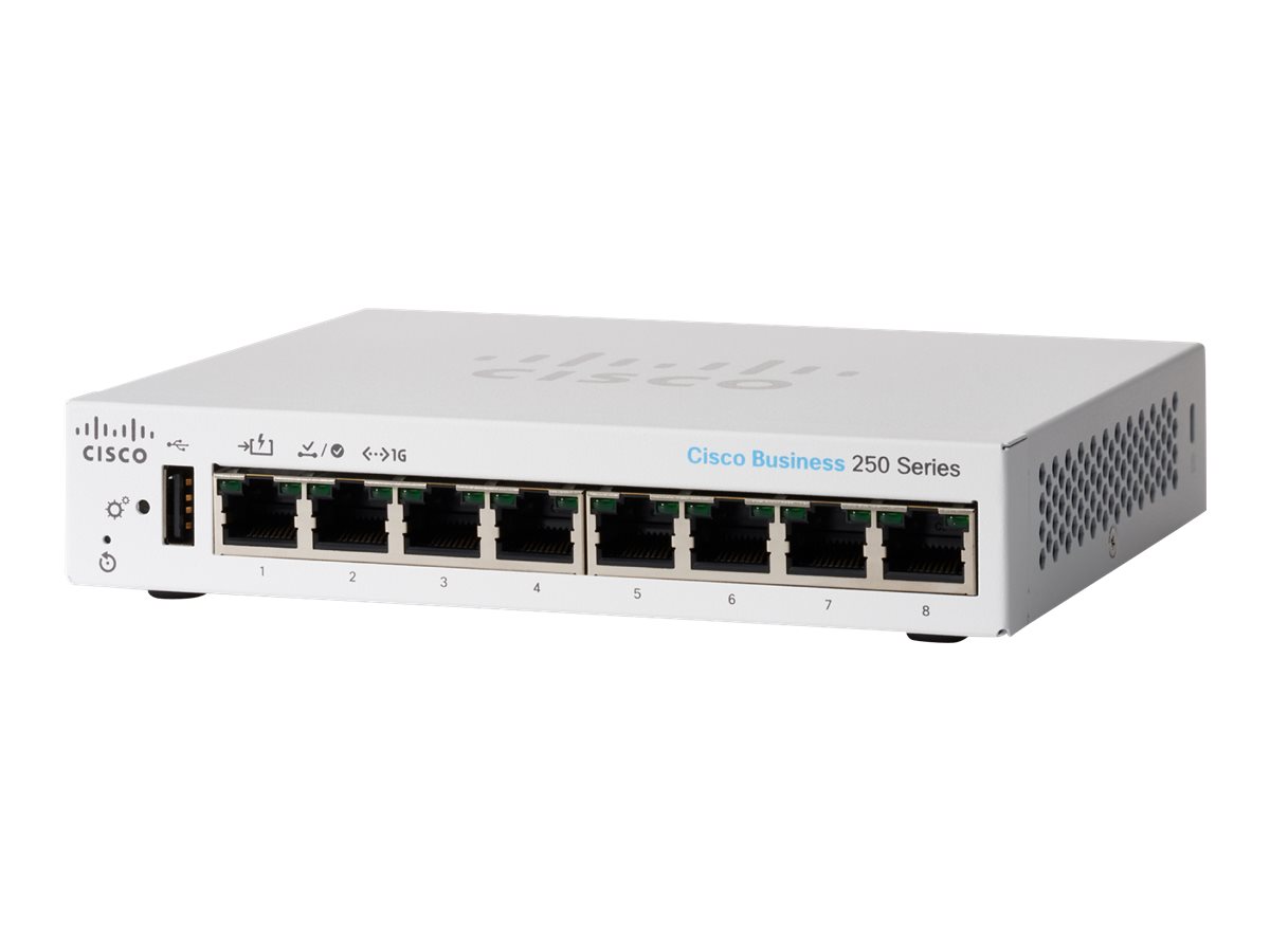 Cisco Business 250 Series CBS250-8T-D - Commutateur - C3 - intelligent - 8 x 10/100/1000 - de bureau - CBS250-8T-D-EU - Concentrateurs et commutateurs gigabit