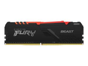 Kingston FURY Beast RGB - DDR4 - kit - 16 Go: 2 x 8 Go - DIMM 288 broches - 3200 MHz / PC4-25600 - CL16 - 1.35 V - mémoire sans tampon - non ECC - noir - KF432C16BBAK2/16 - DDR4