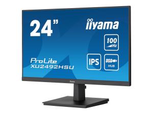 iiyama ProLite XU2492HSU-B6 - Écran LED - 24" (23.8" visualisable) - 1920 x 1080 Full HD (1080p) @ 100 Hz - IPS - 250 cd/m² - 1300:1 - 0.4 ms - HDMI, DisplayPort - haut-parleurs - noir mat - XU2492HSU-B6 - Écrans d'ordinateur