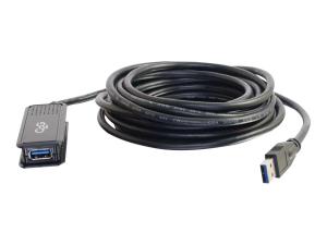 C2G 5m USB 3.0 USB-A Male to USB-A Female Active Extension Cable - Rallonge de câble USB - USB type A (M) pour USB type A (F) - USB 3.0 - 30 V - 5 m - actif - noir - 89943 - Câbles USB