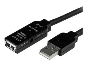 StarTech.com Câble d'extension USB 2.0 actif de 5m - Prolongateur / répéteur / rallonge USB - Mâle / Femelle - Noir - Rallonge de câble USB - USB (F) pour USB (M) - USB 2.0 - 5 m - actif - noir - pour P/N: LTUB1MBK, SVA5H2NEUA, UUSBOTG - USB2AAEXT5M - Câbles USB