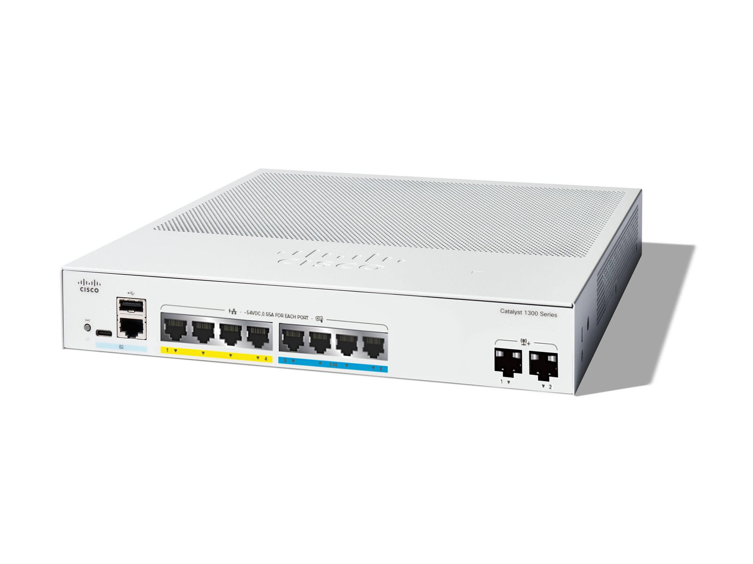 Cisco Catalyst 1300-8MGP-2X - Commutateur - C3 - Géré - 8 x 10 Gigabit Ethernet + 2 x 10 Gigabit SFP+ - Montable sur rack - PoE+ (120 W) - C1300-8MGP-2X - Commutateurs gérés