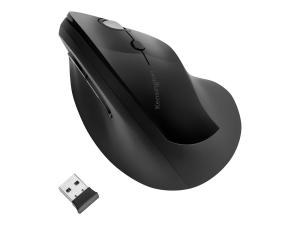 Kensington Pro Fit Ergo Vertical Wireless Mouse - Souris verticale - ergonomique - pour droitiers - 6 boutons - sans fil - 2.4 GHz - récepteur sans fil USB - noir - K75501EU - Souris