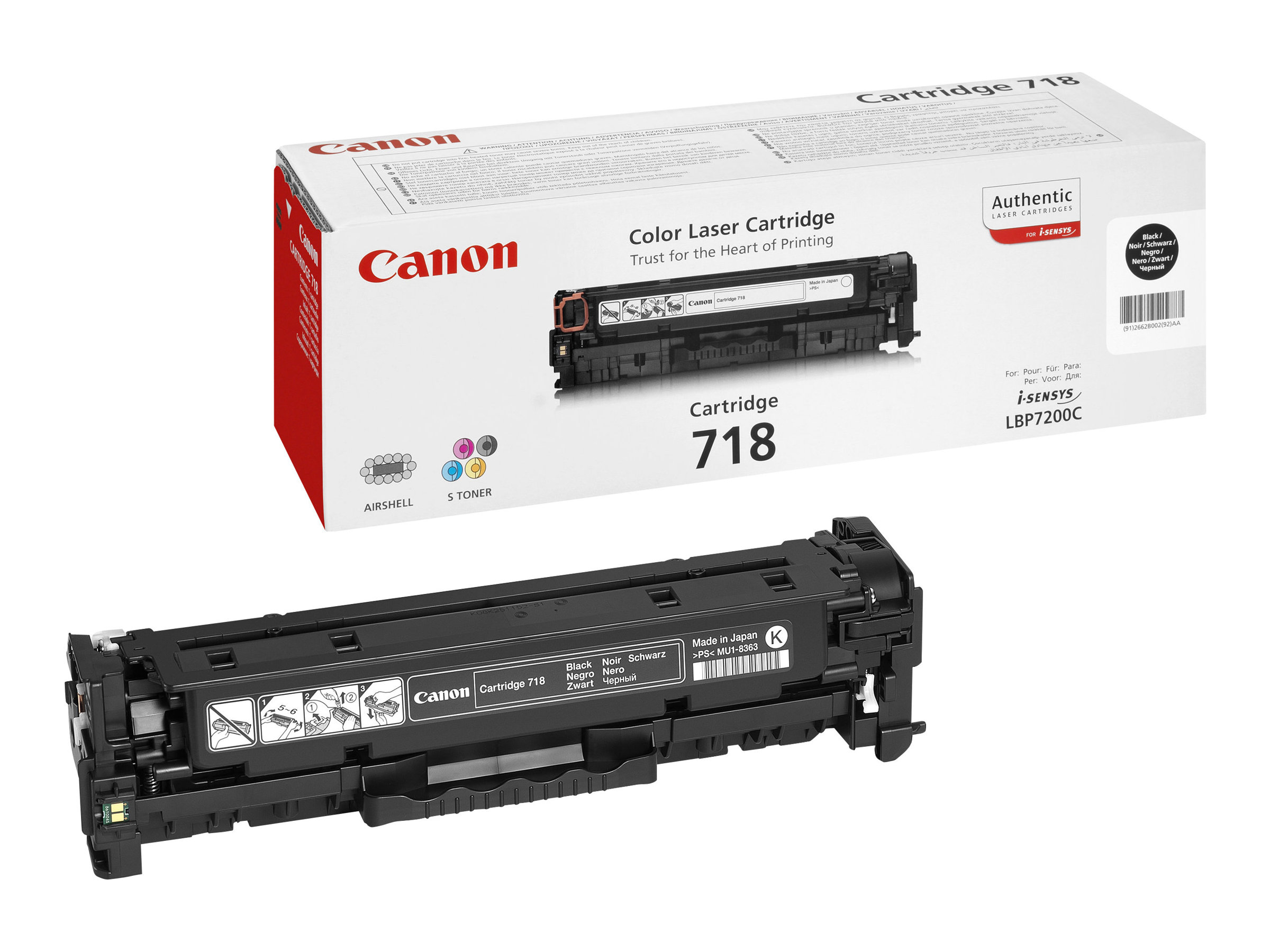 Canon 718 Black - Noir - original - cartouche de toner - pour imageCLASS LBP7200; i-SENSYS MF8330, MF8350; Laser Shot LBP-7200; Satera MF8330, MF8350 - 2662B002 - Cartouches de toner Canon