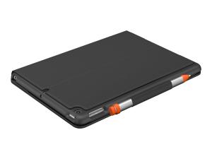 Logitech Slim Folio - Clavier et étui - sans fil - Bluetooth LE - AZERTY - Français - gris oxford - pour Apple 10.2-inch iPad Wi-Fi; 10.5-inch iPad Pro Wi-Fi; 10.9-inch iPad Wi-Fi; iPad Air Wi-Fi - 920-011425 - Claviers