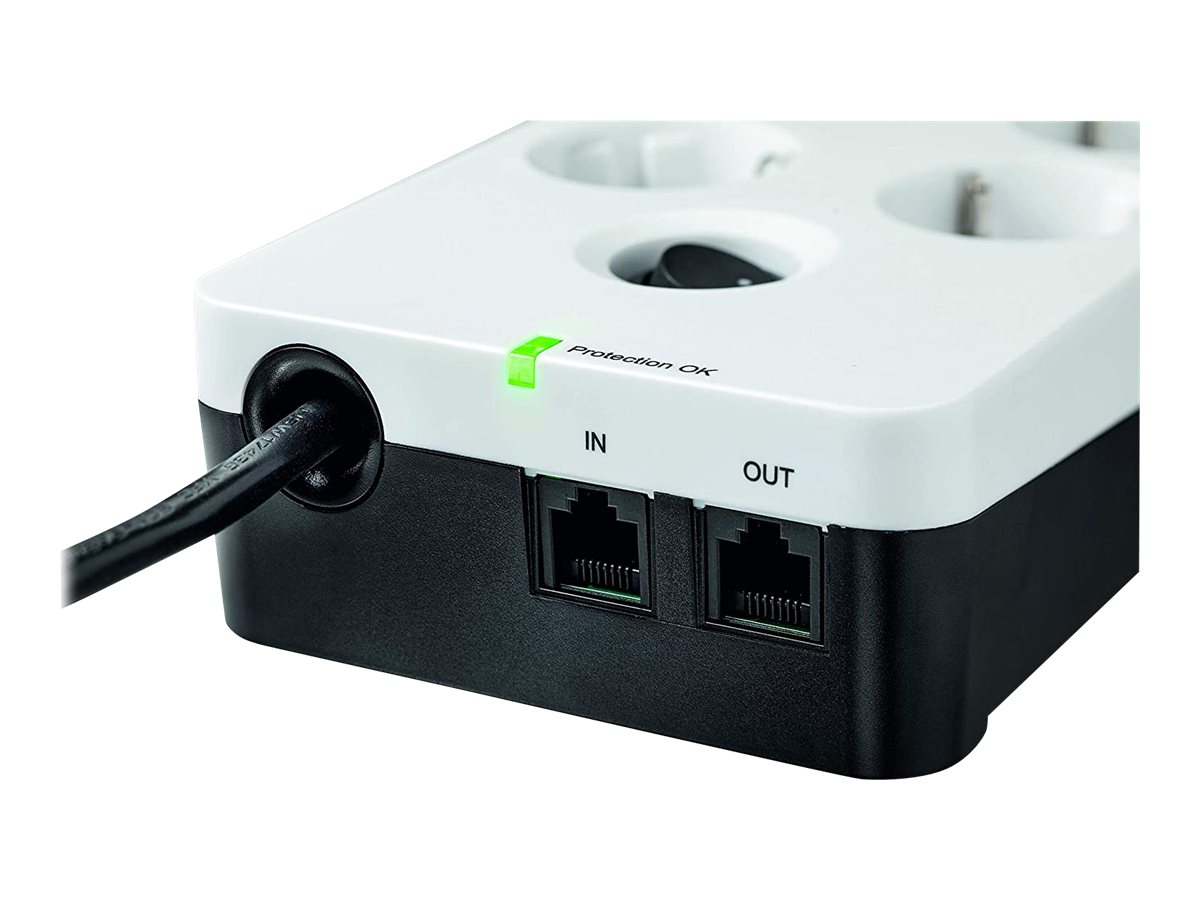 Eaton Protection Box 8 USB Tel@ Din - Protection contre les surtensions - CA 220-250 V - 2500 Watt - connecteurs de sortie : 8 - blanc - PB8TUD - Parasurtenseurs et PDU