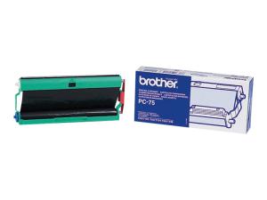 Brother PC75 - Noir - cassette à ruban d'impression - pour FAX-T102, T104, T106 - PC75 - Rubans Brother