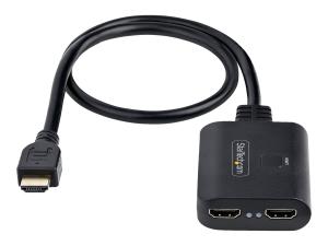 StarTech.com 2-Port HDMI Splitter, 4K 60Hz HDMI 2.0 Video, 4K HDMI Splitter 1 In 2 Out, 1x2 HDMI Display/Output Splitter, HDR/HDCP - 20in (50cm) Built-in HDMI Cable, Powered via USB or Included Power Supply (HDMI-SPLITTER-4K60UP) - Répartiteur vidéo/audio - de bureau - HDMI-SPLITTER-4K60UP - Commutateurs audio et vidéo