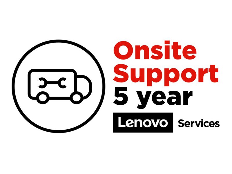 Lenovo Onsite Upgrade - Contrat de maintenance prolongé - pièces et main d'oeuvre - 5 années - sur site - temps de réponse : NBD - pour ThinkCentre M32; M53; M600; M700; M720q; M73; M73e; M83 - 5WS0D81226 - Options de service informatique