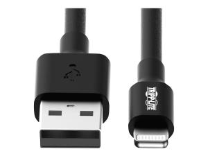 Eaton Tripp Lite Series USB-A to Lightning Sync/Charge Cable (M/M) - MFi Certified, Black, 3 ft. (0.9 m) - Câble de données /d'alimentation - USB mâle pour Lightning mâle - 1 m - noir - M100-003-BK - Câbles spéciaux