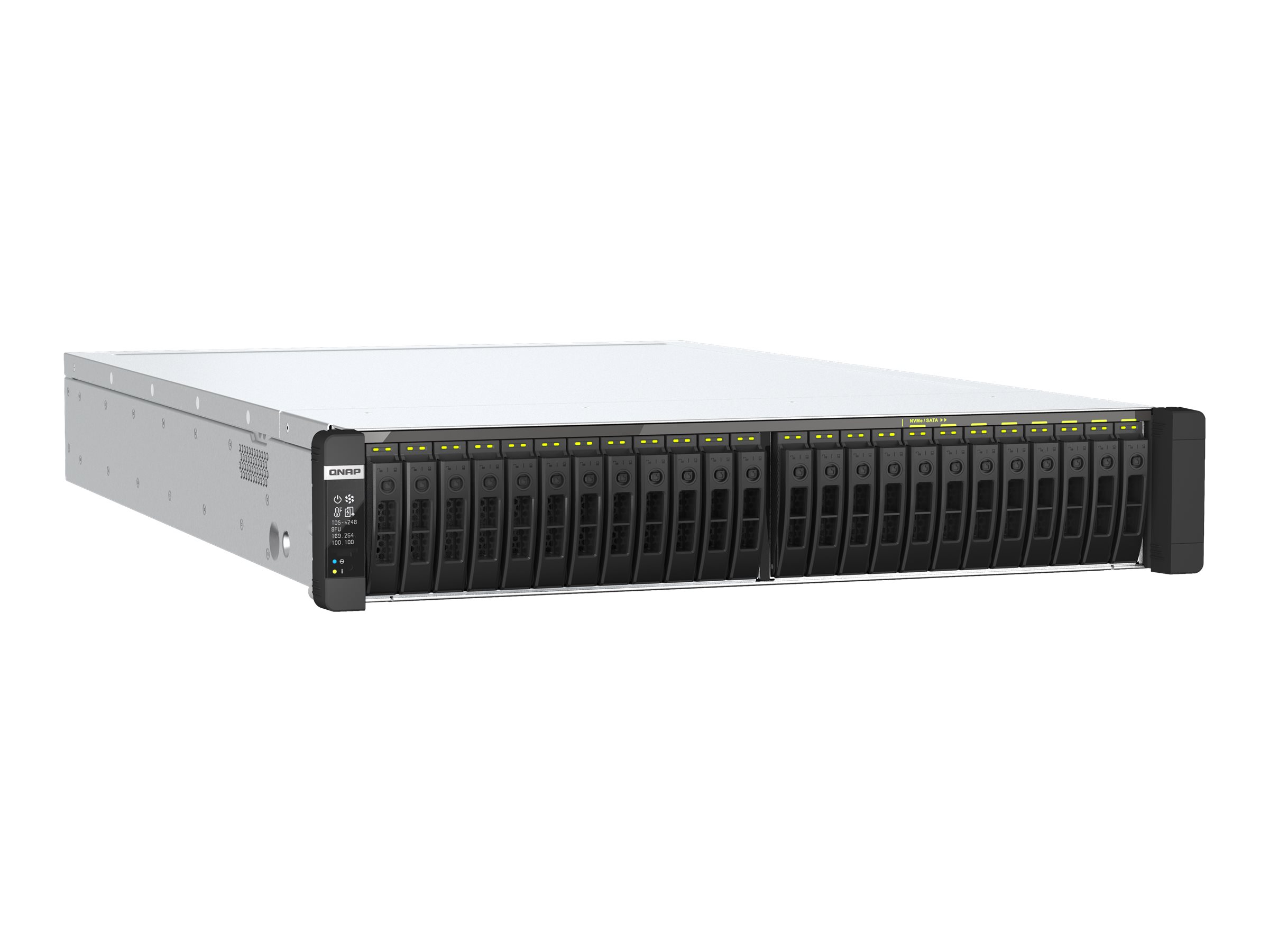 QNAP TDS-h2489FU-4314-128G - Serveur NAS - 24 Baies - rack-montable - SATA 6Gb/s - RAID RAID 0, 1, 5, 6, 10, 50, JBOD, 60 - RAM 128 Go - 25 Gigabit Ethernet / 2.5 Gigabit Ethernet - iSCSI support - 2U - TDS-H2489FU-4314-128G - NAS