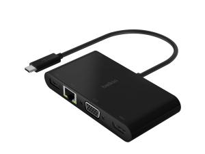 Belkin CONNECT - Multimédia et adaptateur de charge - USB-C - VGA, HDMI - 1GbE - AVC004btBK - Stations d'accueil pour ordinateur portable