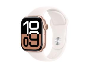 Apple Watch Series 10 (GPS + Cellular) - 42 mm - aluminium rose or - montre intelligente avec bande sport - fluoroélastomère - blush léger - taille du bracelet : M/L - 64 Go - LTE, Wi-Fi 4, UWB, Bluetooth - 4G - 29.3 g - MWXA3QF/A - Montres intelligentes