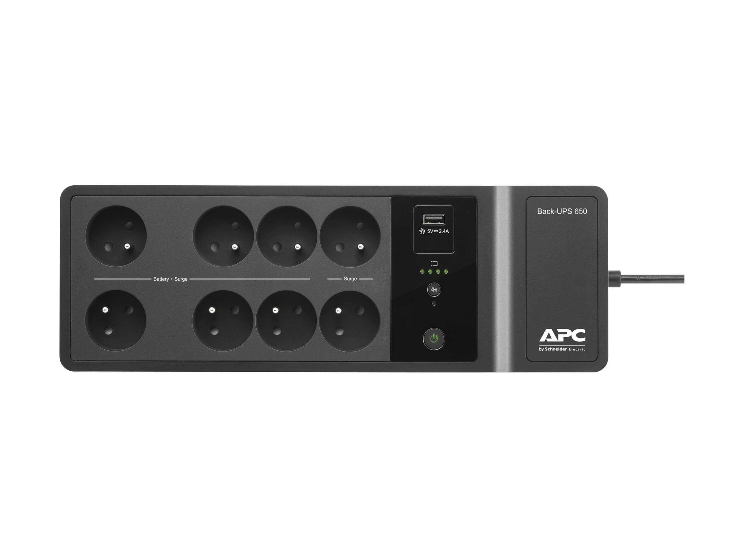 APC Back-UPS BE650G2-FR - Onduleur - CA 220/230 V - 400 Watt - 650 VA - USB - connecteurs de sortie : 8 - France, Belgique - noir - BE650G2-FR - UPS autonomes