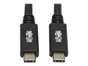 Tripp Lite USB C Cable USB 3.1 Gen 2, 5A Rating 10Gbps M/M USB Type C 20in - Câble USB - 24 pin USB-C (M) pour 24 pin USB-C (M) - USB 3.1 Gen 2 / Thunderbolt 3 - 5 A - 50.8 cm - Alimentation USB (5A, 100 W) - noir - U420-20N-G2-5A - Câbles USB