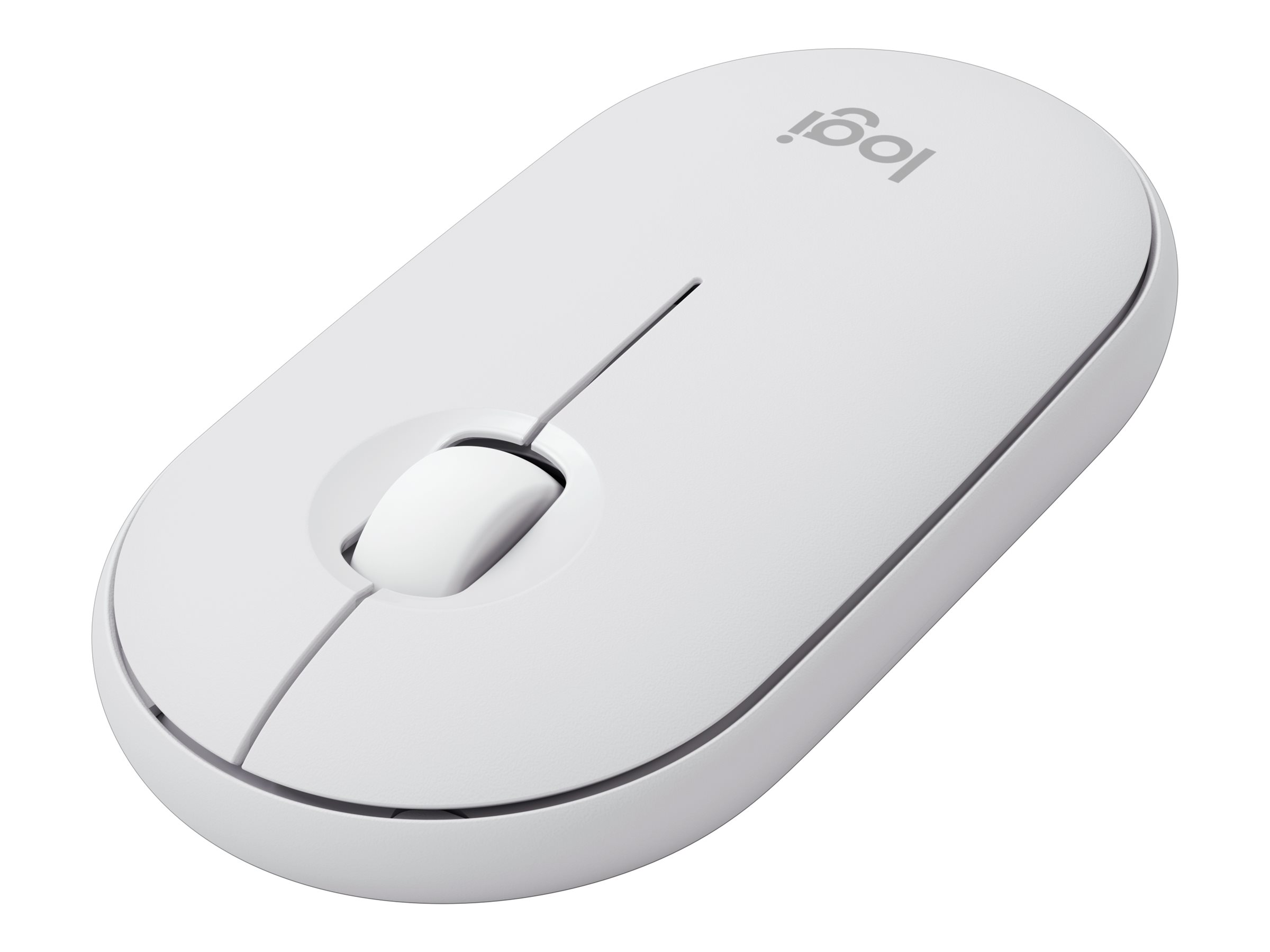 Logitech Pebble Mouse 2 M350s - Souris - optique - 3 boutons - sans fil - Bluetooth 5.2 LE - blanc ton sur ton - 910-007013 - Souris