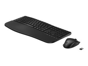 HP 685 - Ensemble clavier et souris - bi-mode, agencement à 3 zones, multi-appareils, 23 touches programmables, détection automatique du système d'exploitation, déplacement des touches à profil bas - full size - sans fil - 2.4 GHz, Bluetooth - Français - noir - Smart Buy - 8T6L7UT#ABF - Claviers