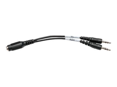 Eaton Tripp Lite Series 3.5 mm 4-Position to 3.5 mm 3-Position Audio Headset Splitter Adapter Cable (F/2xM), 6 in. (15.2 cm) - Diviseur pour casques - mini-phone stereo 3.5 mm mâle pour mini jack 4 pôles femelle - 15 cm - noir - P318-06N-FMM - Câbles spéciaux