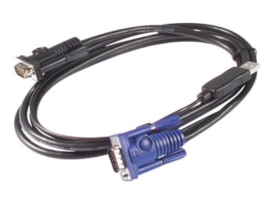 APC - Câble clavier / vidéo / souris (KVM) - USB, HD-15 (VGA) pour HD-15 (VGA) - 1.83 m - pour P/N: AP5201, AP5202, AP5808, AP5816, KVM1116R - AP5253 - Câbles KVM