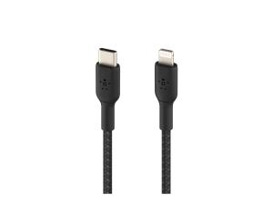 Belkin BOOST CHARGE - Câble Lightning - 24 pin USB-C mâle pour Lightning mâle - 1 m - noir - Alimentation USB (18 W) - CAA004BT1MBK - Accessoires pour systèmes audio domestiques