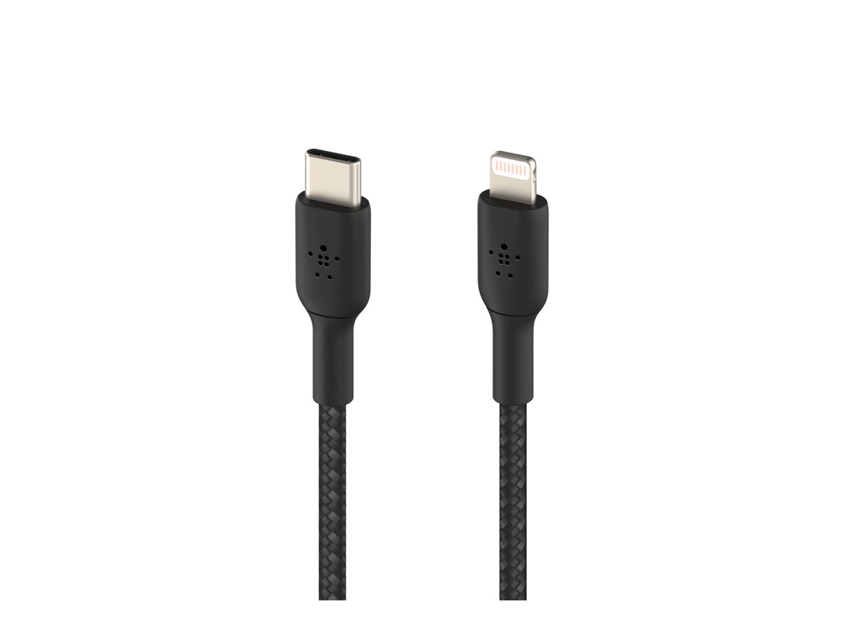 Belkin BOOST CHARGE - Câble Lightning - 24 pin USB-C mâle pour Lightning mâle - 1 m - noir - Alimentation USB (18 W) - CAA004BT1MBK - Accessoires pour systèmes audio domestiques