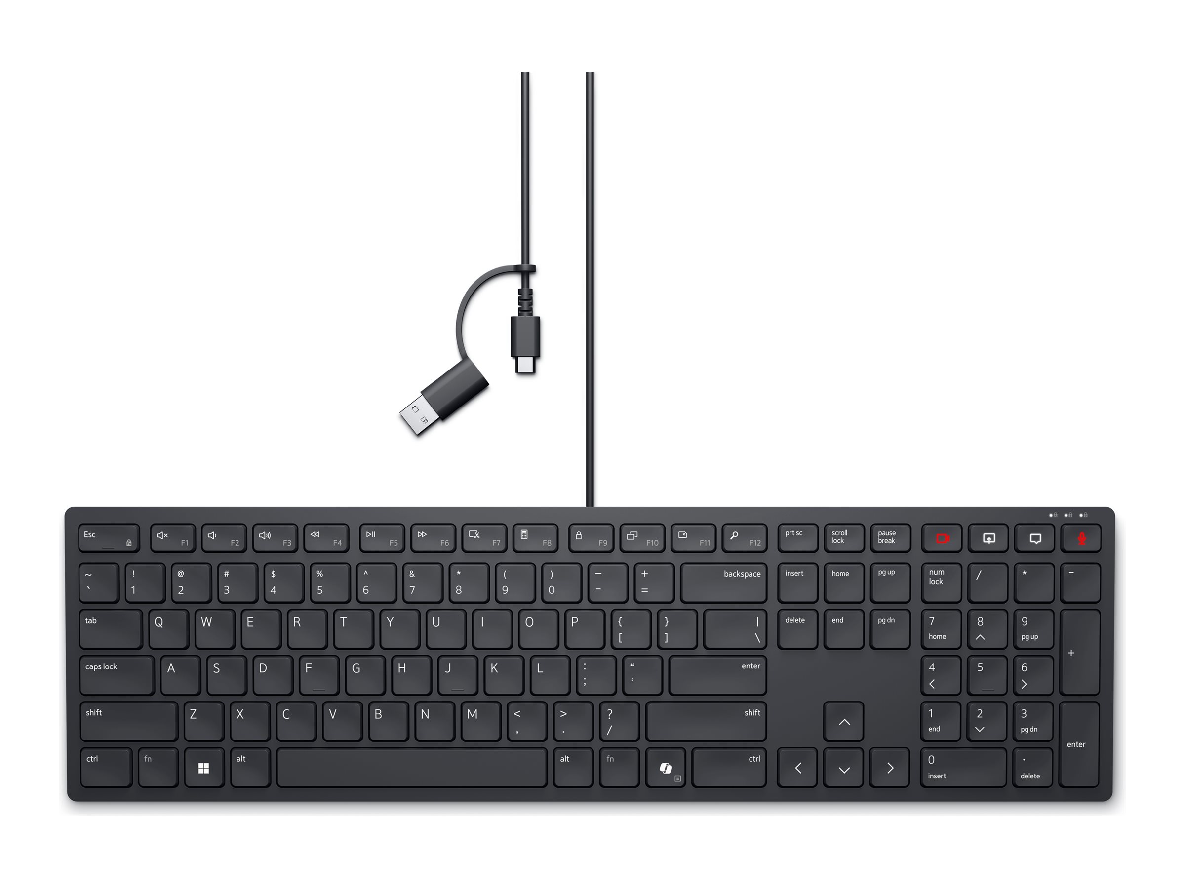 Dell Wired Collaboration Keyboard KB525C - Clavier - USB, USB-C - AZERTY - Français - noir - avec 3 ans de service Advanced Exchange - KB525C-FR-EMEA - Claviers