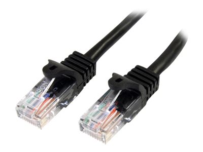 StarTech.com Câble réseau Cat5e UTP sans crochet - 50 cm Noir - Cordon Ethernet RJ45 anti-accroc - Câble patch - Cordon de raccordement - RJ-45 (M) pour RJ-45 (M) - 50 cm - UTP - CAT 5e - sans crochet, bloqué - noir - 45PAT50CMBK - Câbles à paire torsadée