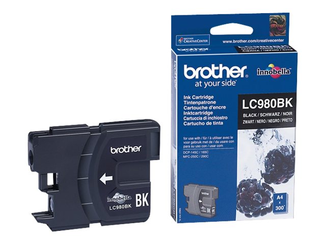 Brother LC980BK - Noir - original - cartouche d'encre - pour Brother DCP-145, 163, 167, 193, 195, 197, 365, 373, 375, 377, MFC-250, 255, 290, 295, 297 - LC980BK - Cartouches d'encre Brother